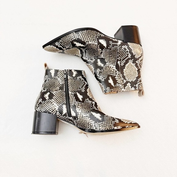 Saks Fifth Avenue Snakeskin Printed Bootie Pointy Toe GT011-J-1 Size 7.5 - Picture 4 of 9